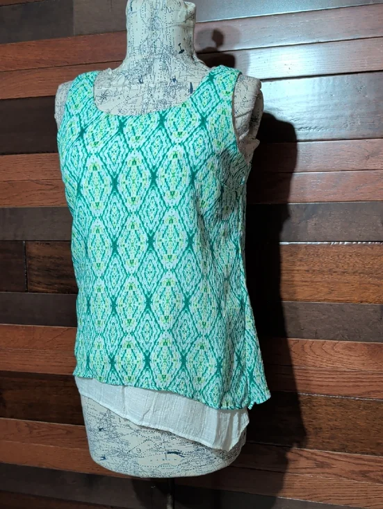 AB Studio Green Patterned Sleeveless Camisole - Picture 5 of 10